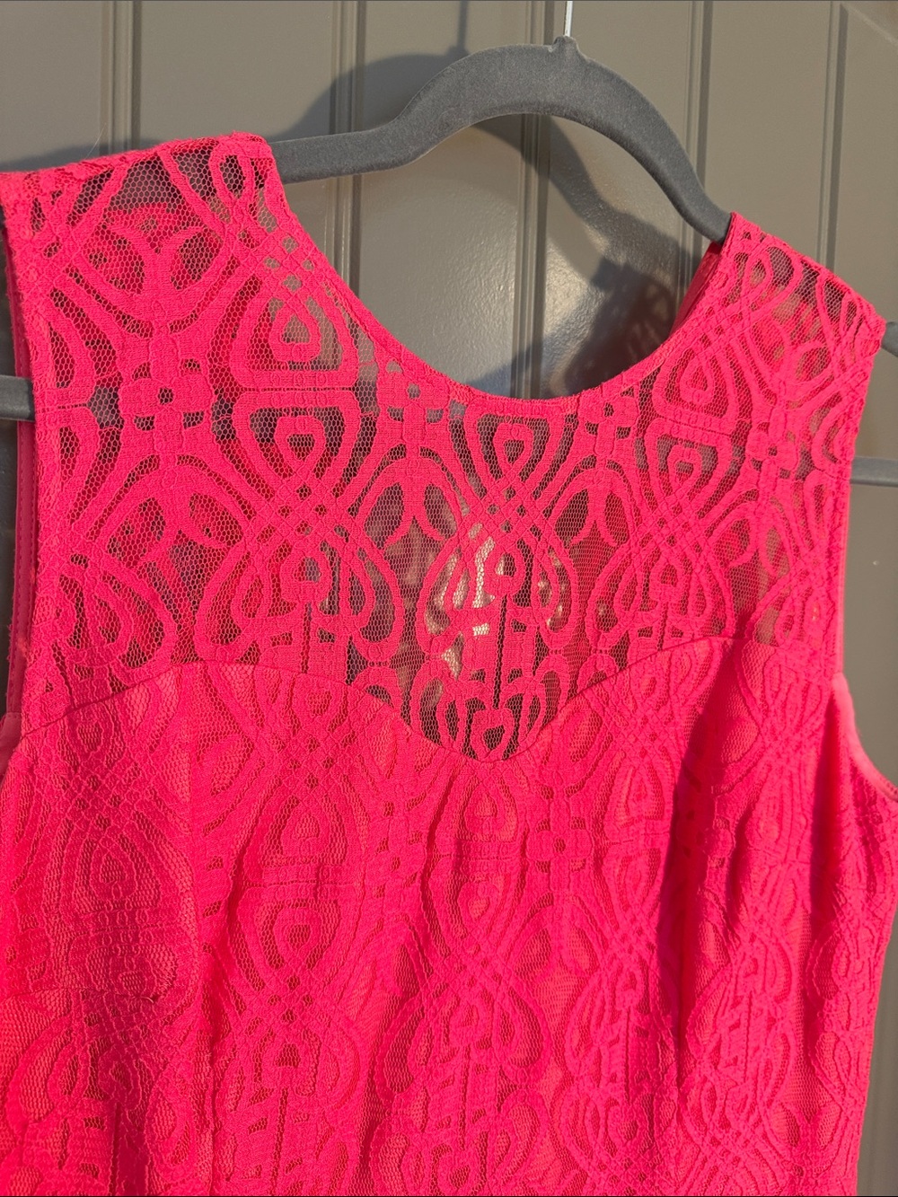 CeCe Hot Pink Sleeveless Lace Sheath Dress - Picture 5 of 5